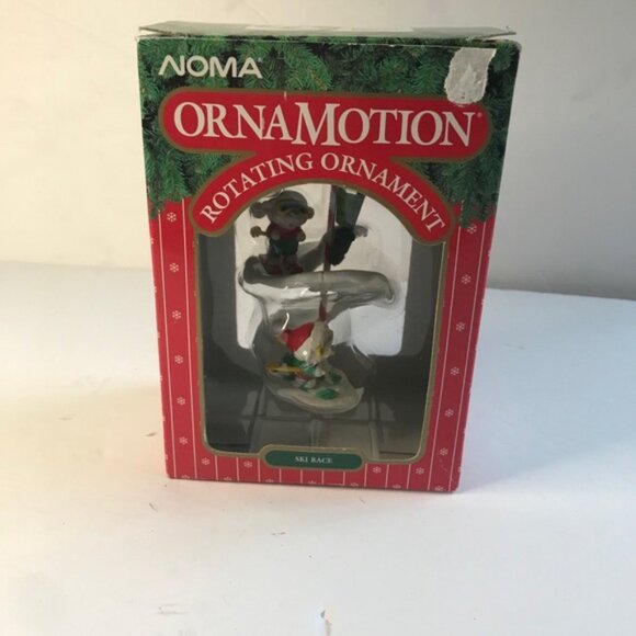 Noma Vintage 90s Ornamotion SKI RACE Rotating Christmas Tree Ornament 1995 Motor - Picture 12 of 14